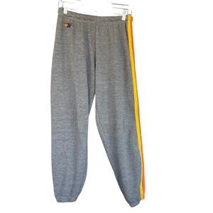 Aviator Nation Sweatpants Mens Large Rainbow Stripe Made in USA Drawstring Pants
